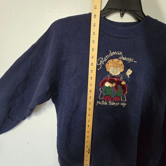 MC Energy Sportswear VTG Grandmans always patch‎ things up Size XL Sweater Blue - Picture 10 of 11